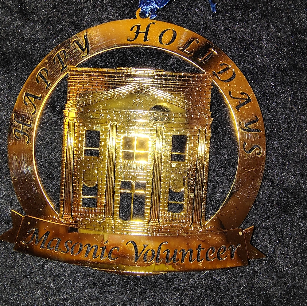 Collectible Gold Masonic Volunteer Holiday Ornament